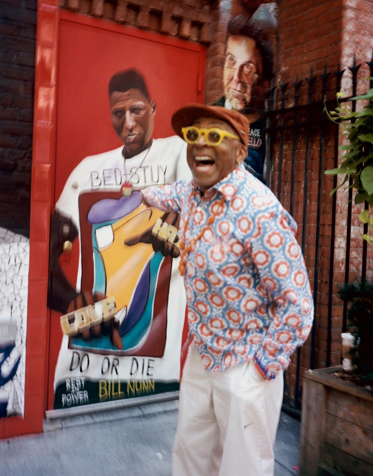 Lee has been the unofficial poet laureate of Brooklyn for nearly four decades, since ‘Do the Right Thing’ introduced the world to a block of Bedford-Stuyvesant. Studio Kibun shirt, Nike pants and his own hat, glasses, necklace, earring (worn throughout) and bracelets. Lee has been the unofficial poet laureate of Brooklyn for nearly four decades, since ‘Do the Right Thing’ introduced the world to a block of Bedford-Stuyvesant. Studio Kibun shirt, Nike pants and his own hat, glasses, necklace, earring (worn throughout) and bracelets.