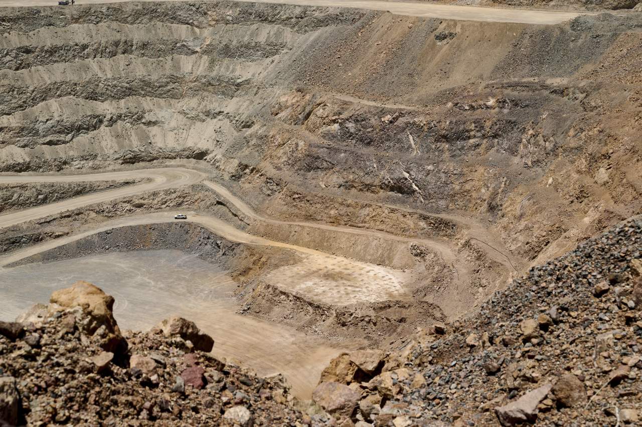 Mountain Pass open-pit rare-earths mine in California. It is owned by MP Materials. Mountain Pass open-pit rare-earths mine in California. It is owned by MP Materials.