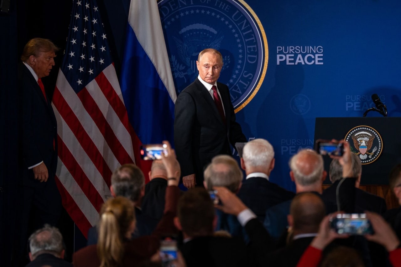 President Trump and Russian President Vladimir Putin arriving for a joint news conference at their summit in Alaska this past summer. President Trump and Russian President Vladimir Putin arriving for a joint news conference at their summit in Alaska this past summer.