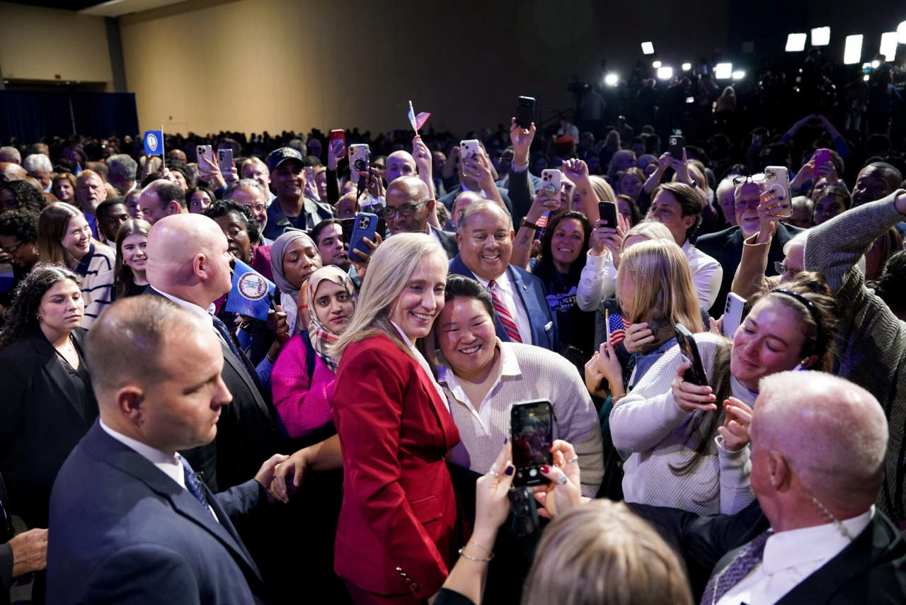 Abigail Spanberger, Democratic gubernatorial candidate in Virginia, greeted supporters on election night in Richmond, Va.