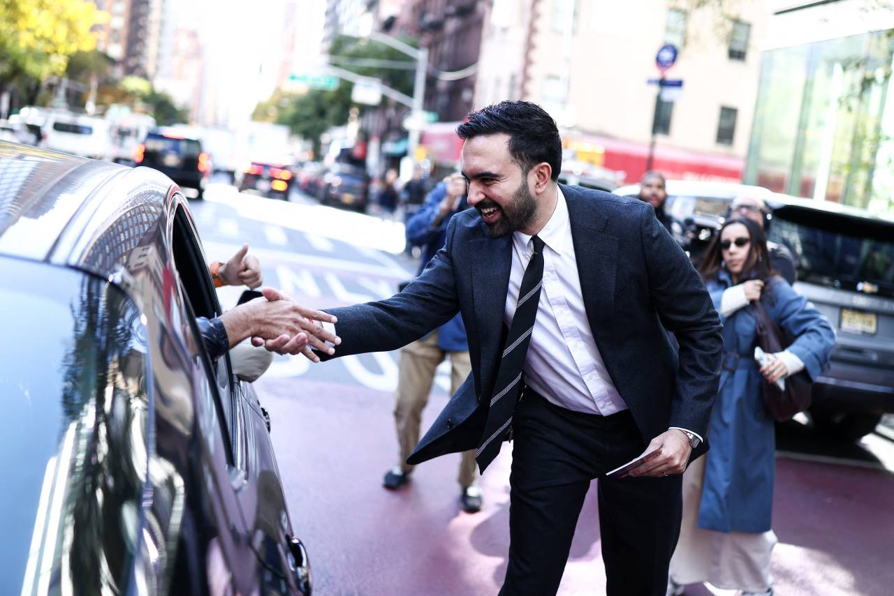 Mamdani, greeting people in Manhattan in October during early voting for the mayoral election, sought to broaden his base throughout the campaign.