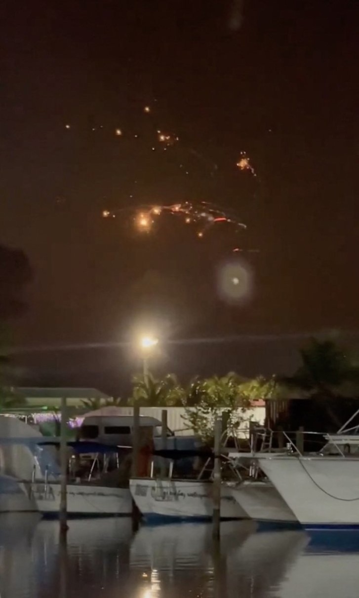 Debris from the Starship launch on March 6 as seen from Turks and Caicos, in a handout image courtesy of X user Mark O’Henly.