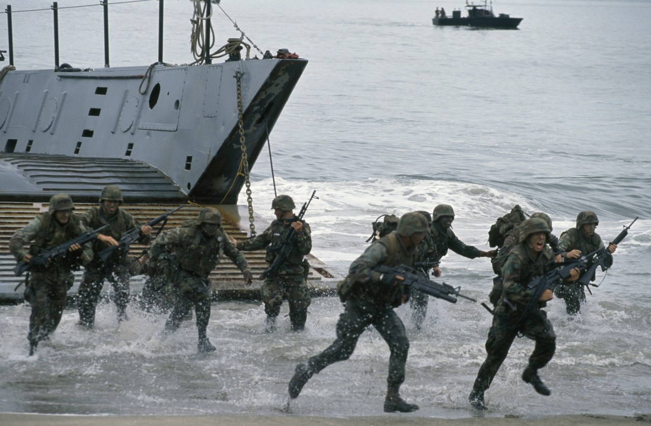 U.S. troops arrive in Panama during an operation to remove Manuel Noriega during an operation that began in 1989.
