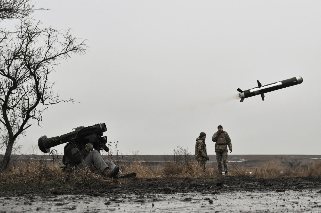 Ukrainian soldiers during a military exercise in the Zaporizhzhia region of Ukraine.