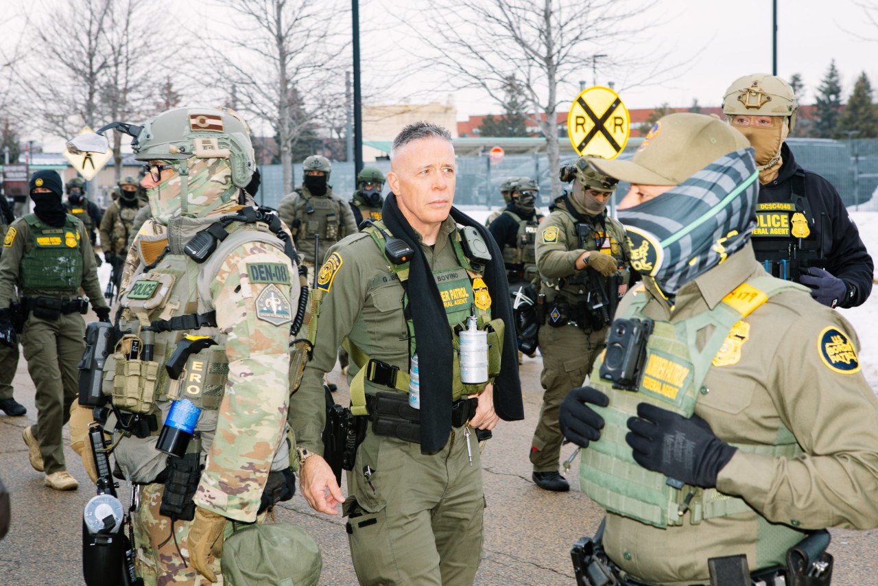 Border Patrol commander Greg Bovino amid protests in Minneapolis on Thursday.
