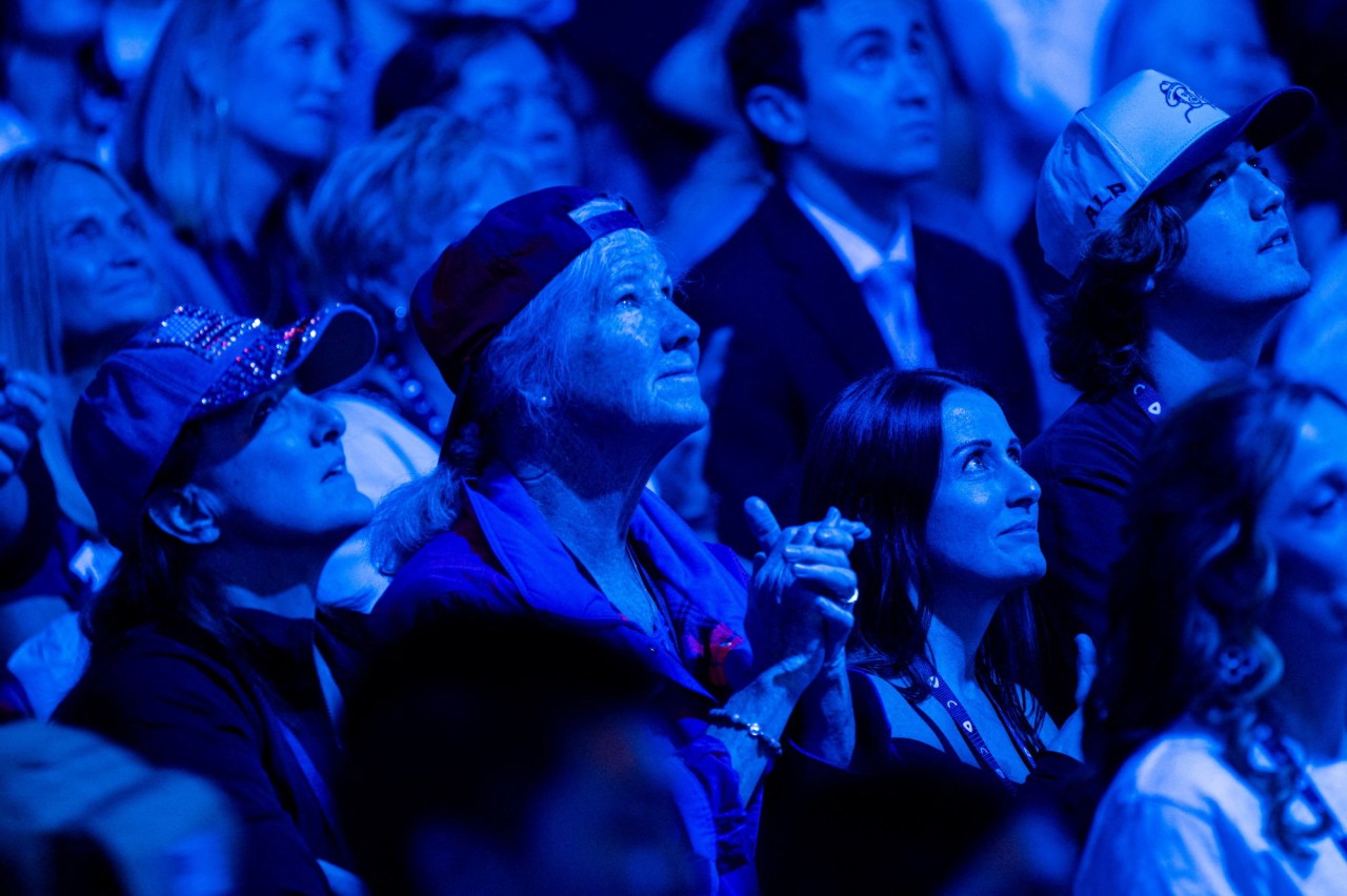 People watched Johnson speak during the Turning Point USA event.