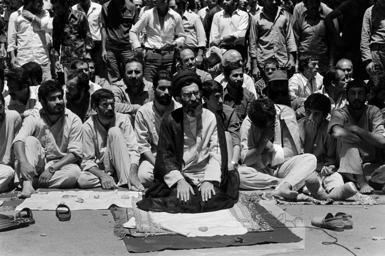 Ali Khamenei during Friday prayers at Tehran University in 1980.