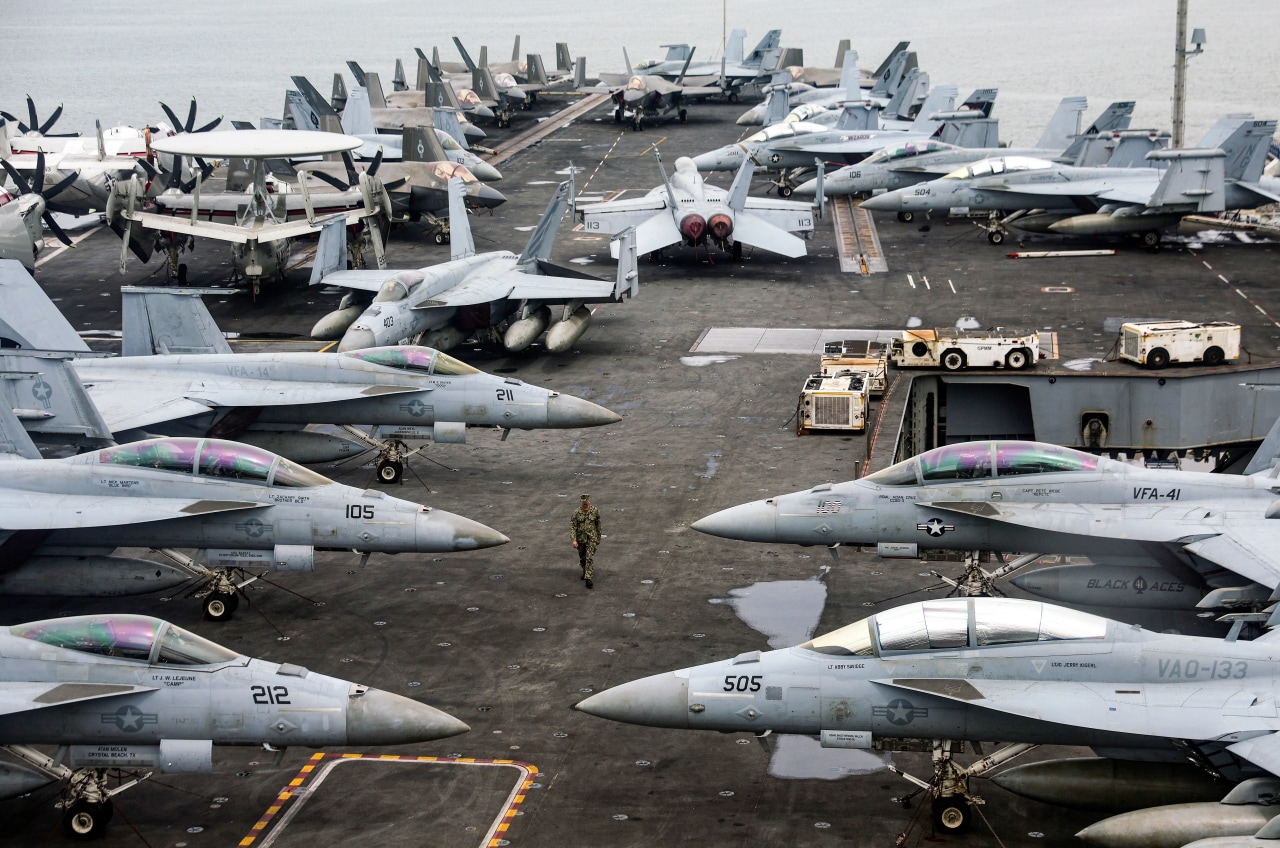 Aircraft carrier USS Abraham Lincoln and its strike group, including destroyers, F-35s and other jet fighters, were spotted sailing toward the Persian Gulf.&nbsp;