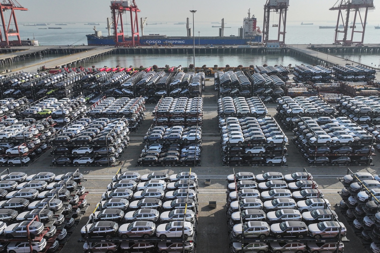BYD electric cars awaiting export last year to South America at the Taicang Port in Suzhou, China. BYD electric cars awaiting export last year to South America at the Taicang Port in Suzhou, China.