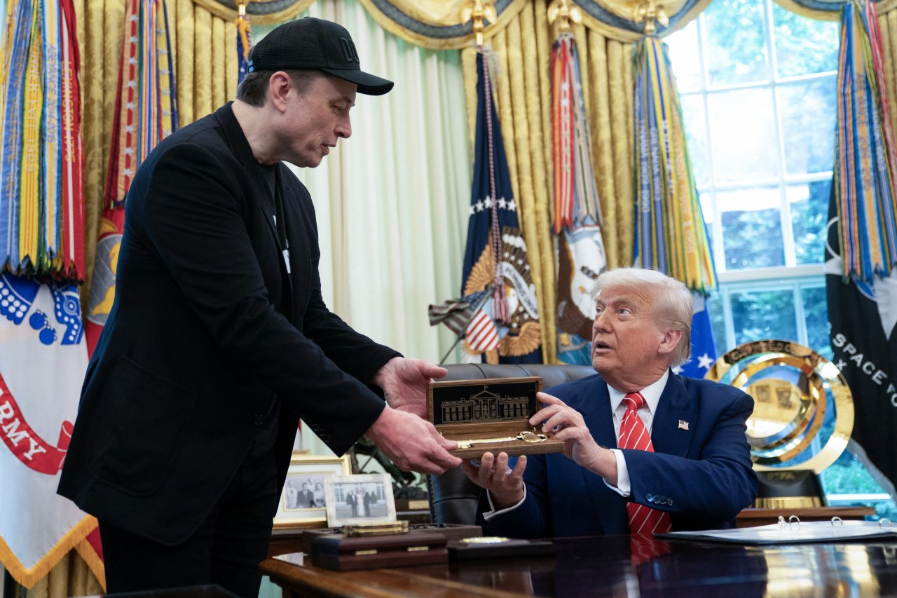 President Trump and Elon Musk in the White House last May, shortly before their political breakup.