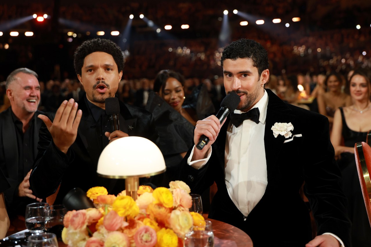 Host Trevor Noah had a running joke in which he repeatedly tried to convince Bad Bunny to play one of his hits.