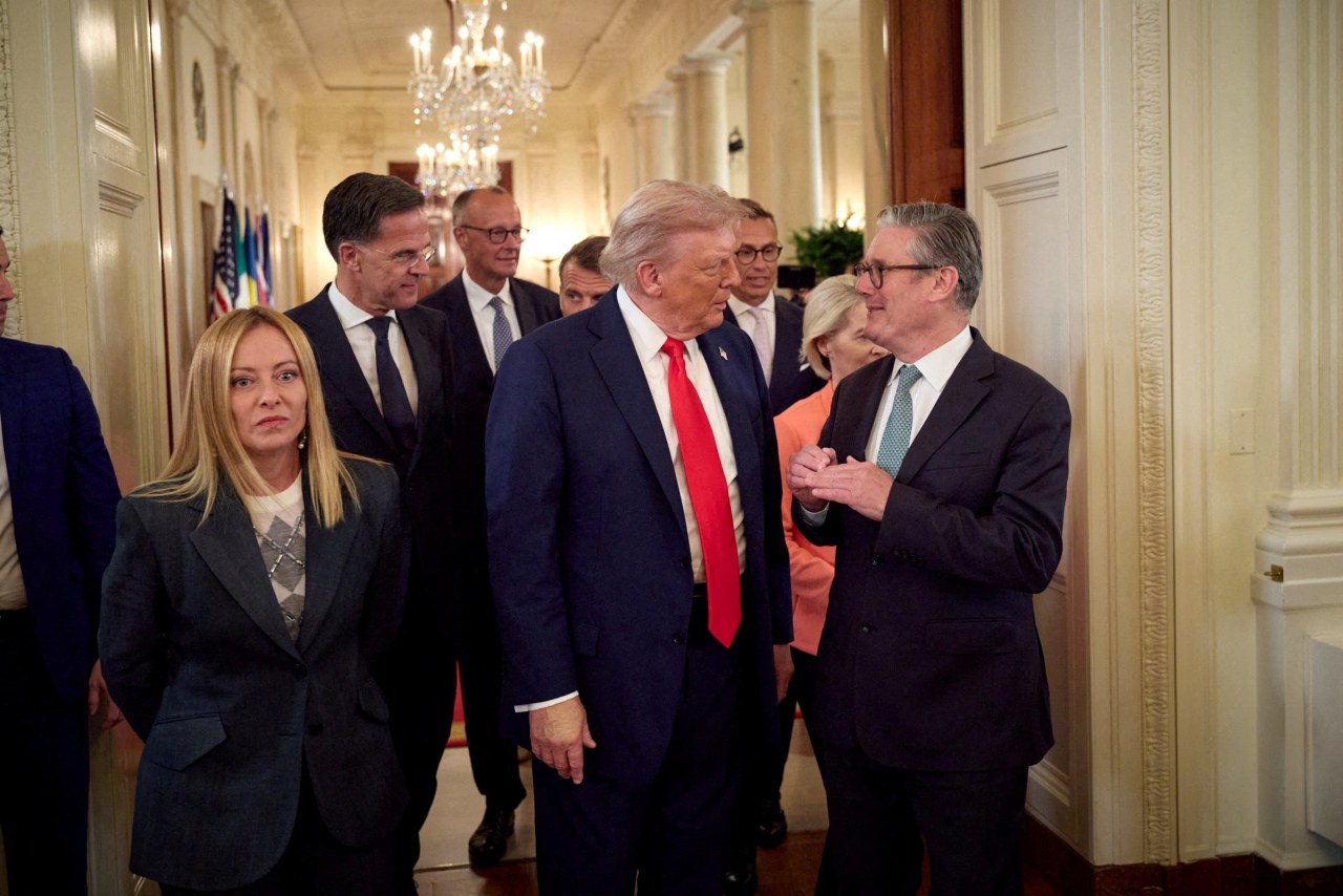 Meloni, President Trump, British Prime Minister Keir Starmer and other leaders at the White House last year. Meloni, President Trump, British Prime Minister Keir Starmer and other leaders at the White House last year.