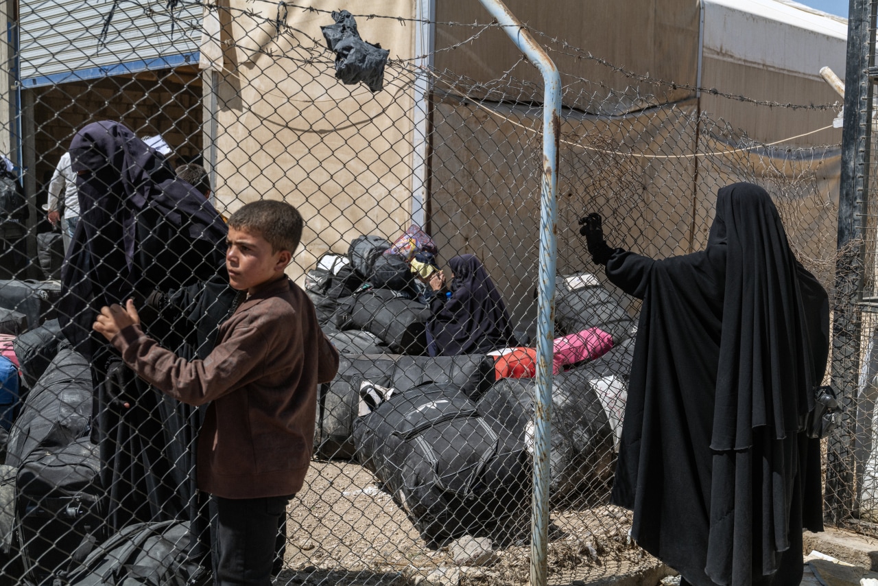 Families wait to be repatriated from al-Hol camp.