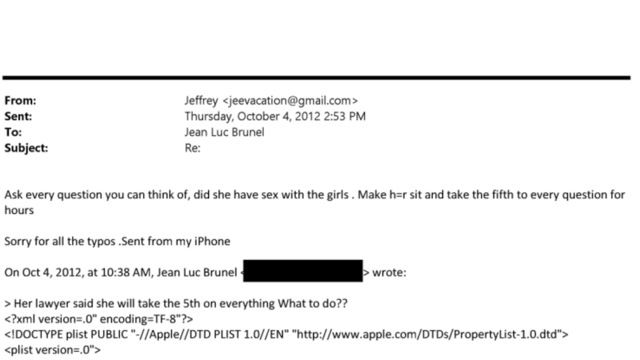 An email from Epstein to Brunel.