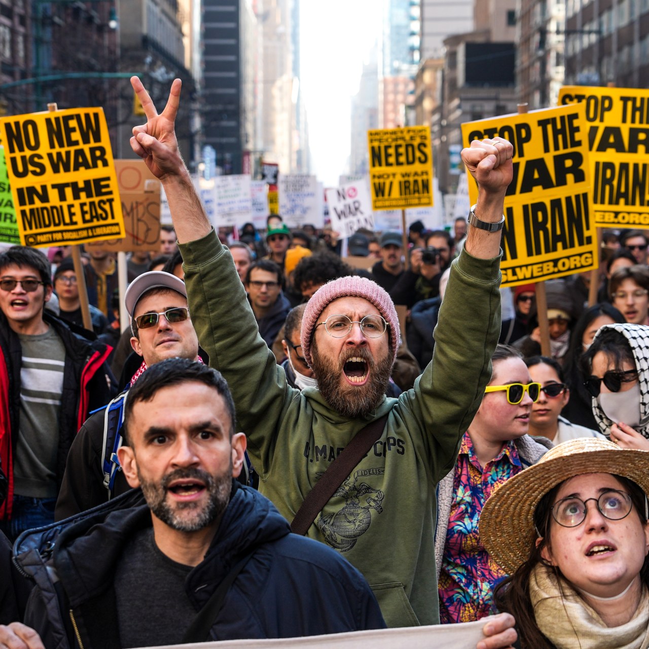 Protesters in New York on Saturday. Protesters in New York on Saturday.
