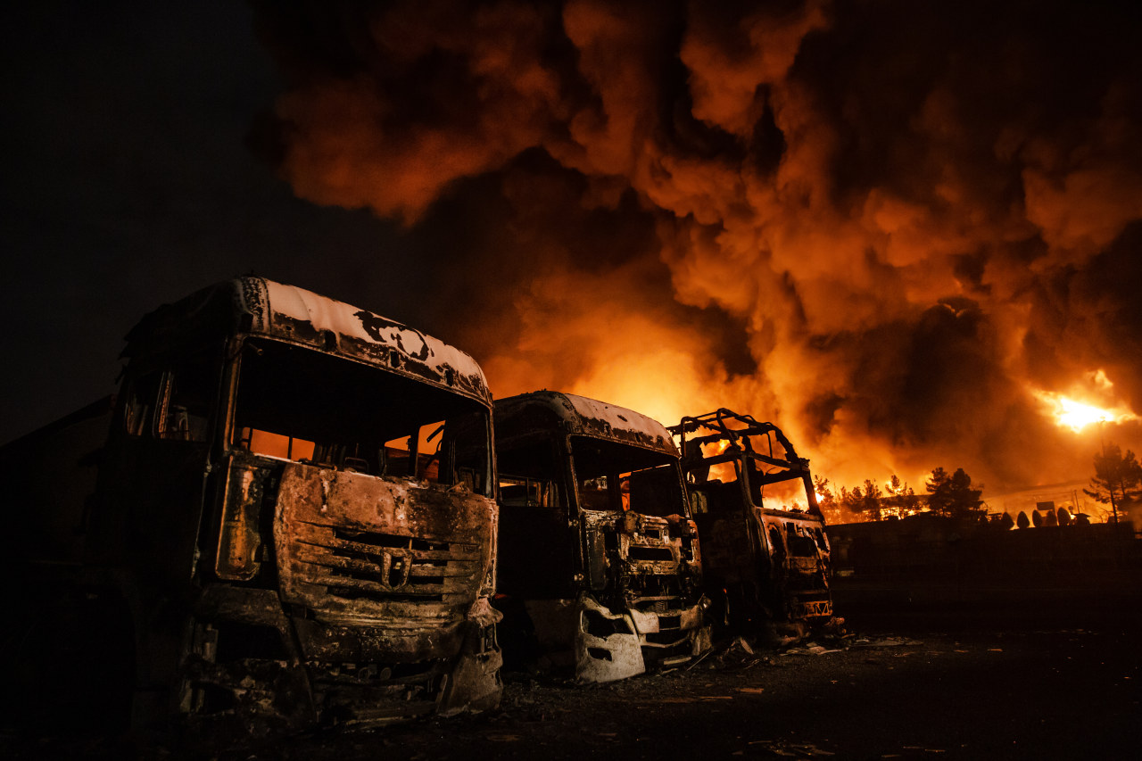 The Shahran oil depot in Tehran on Sunday after U.S. and Israeli strikes.
