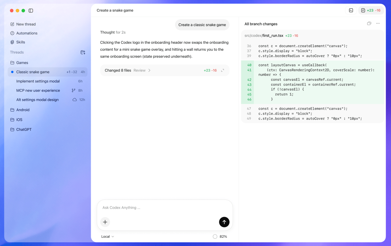 कोडेक्स, ओपनएआई का एआई कोडिंग सहायक, एक गेम तैयार करता है। कोडेक्स, ओपनएआई का एआई कोडिंग सहायक, एक गेम तैयार करता है।