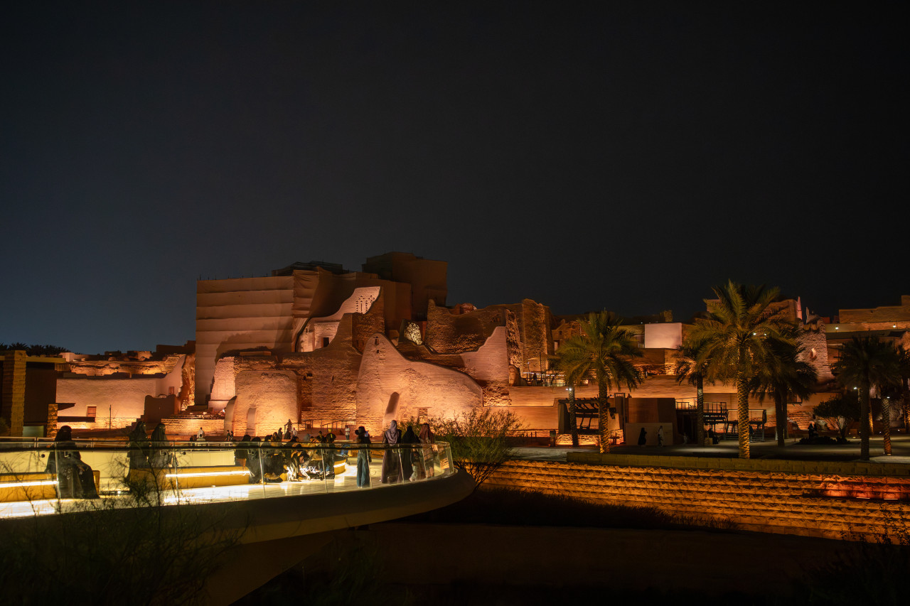 The Diriyah development has a hub of restaurants set next to a historic ruin.