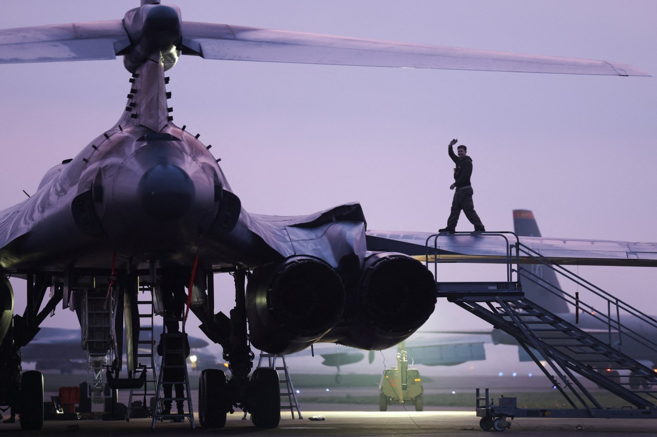 A B-1 bomber at an air base in Fairford, U.K., last month.