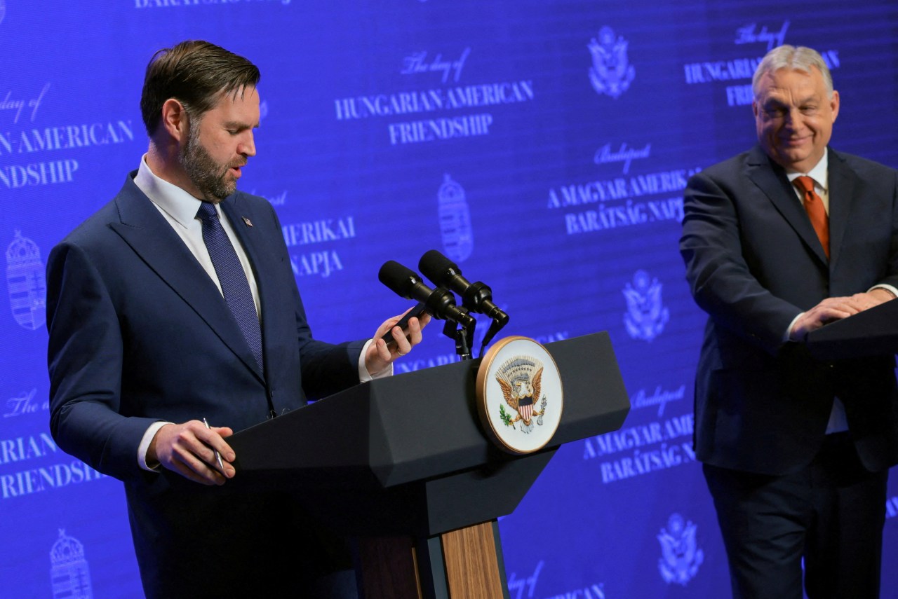 U.S. Vice President JD Vance delivers joint remarks with Hungarian Prime Minister Viktor Orban.